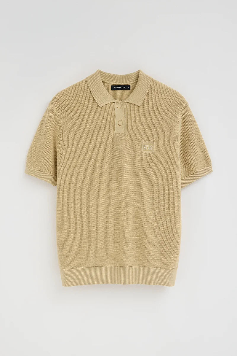 Jersey beige de manga corta y cuello polo con parche Polo Club - Image 9