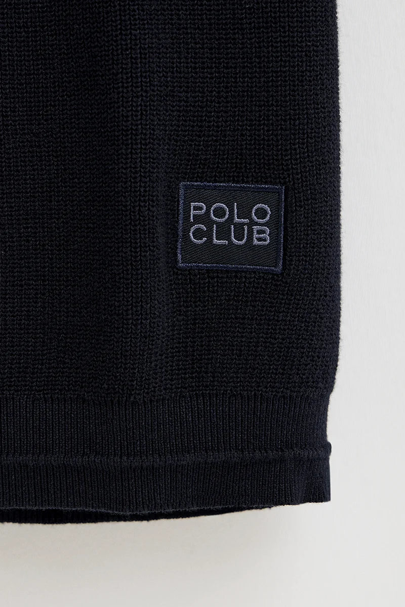 Jersey de manga corta ranglan azul marino de punto inglés y logo Polo Club - Image 7