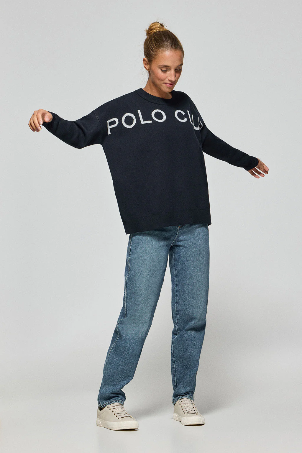 Jersey Gia de punto azul marino con logotipo Polo Club - Image 3