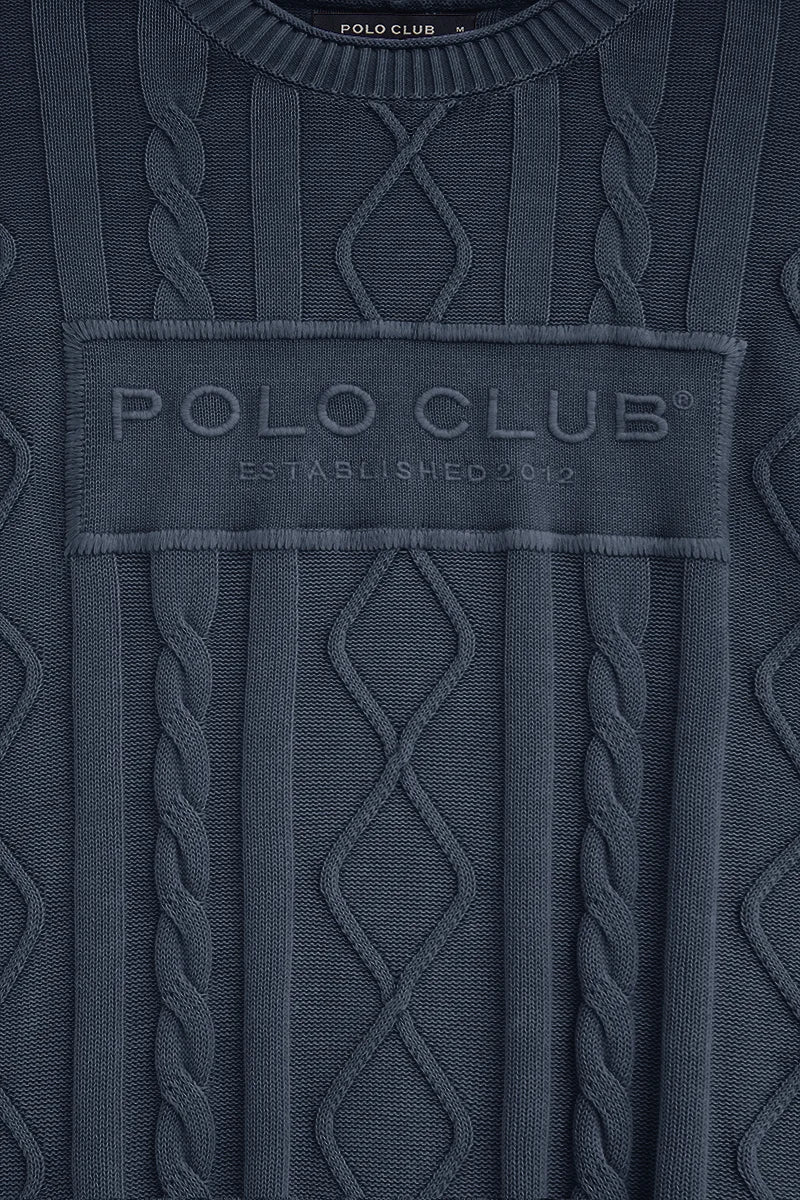 Jersey azul denim trenzado con bordado en relieve Established 2012 Polo Club - Image 9