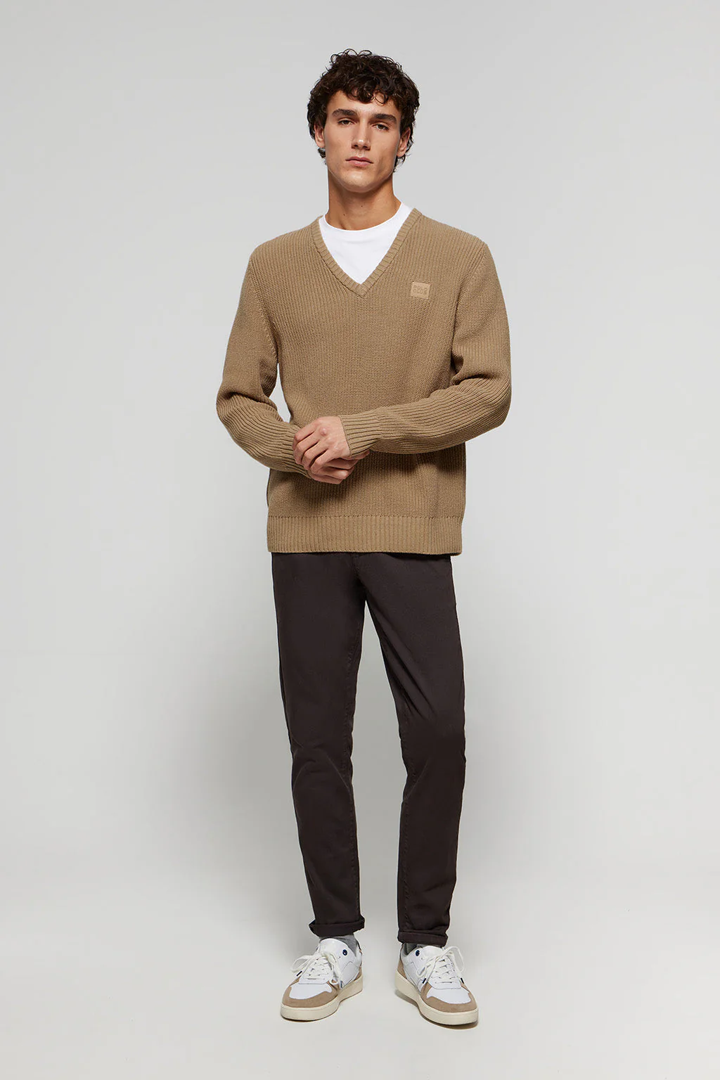 Jersey marrón de punto en galga 9 con detalle Polo Club - Image 3