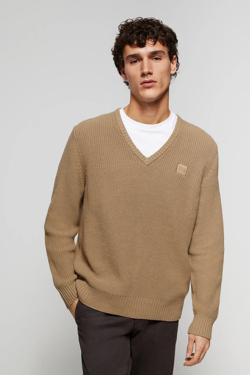 Jersey marrón de punto en galga 9 con detalle Polo Club - Image 4