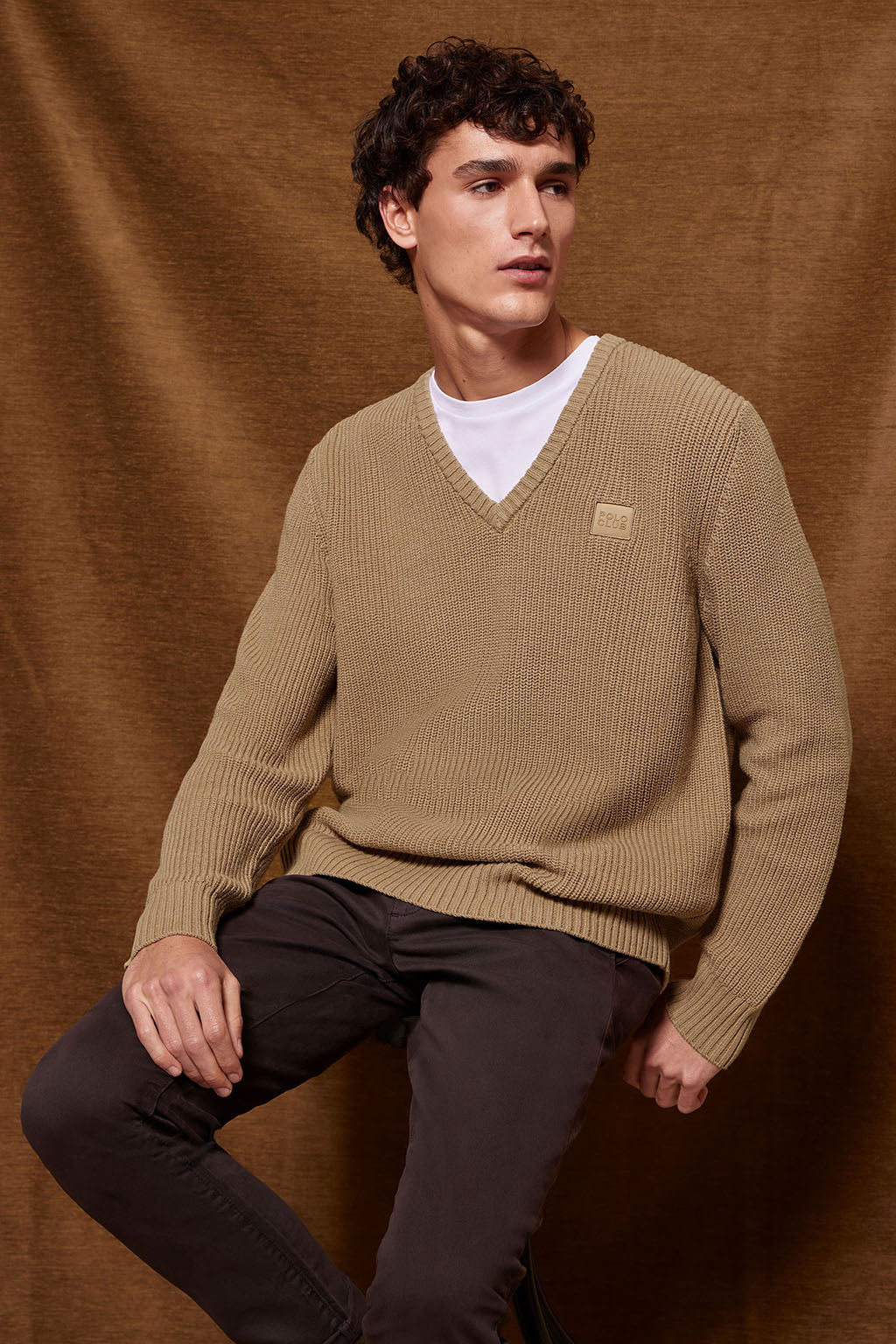 Jersey marrón de punto en galga 9 con detalle Polo Club - Image 6
