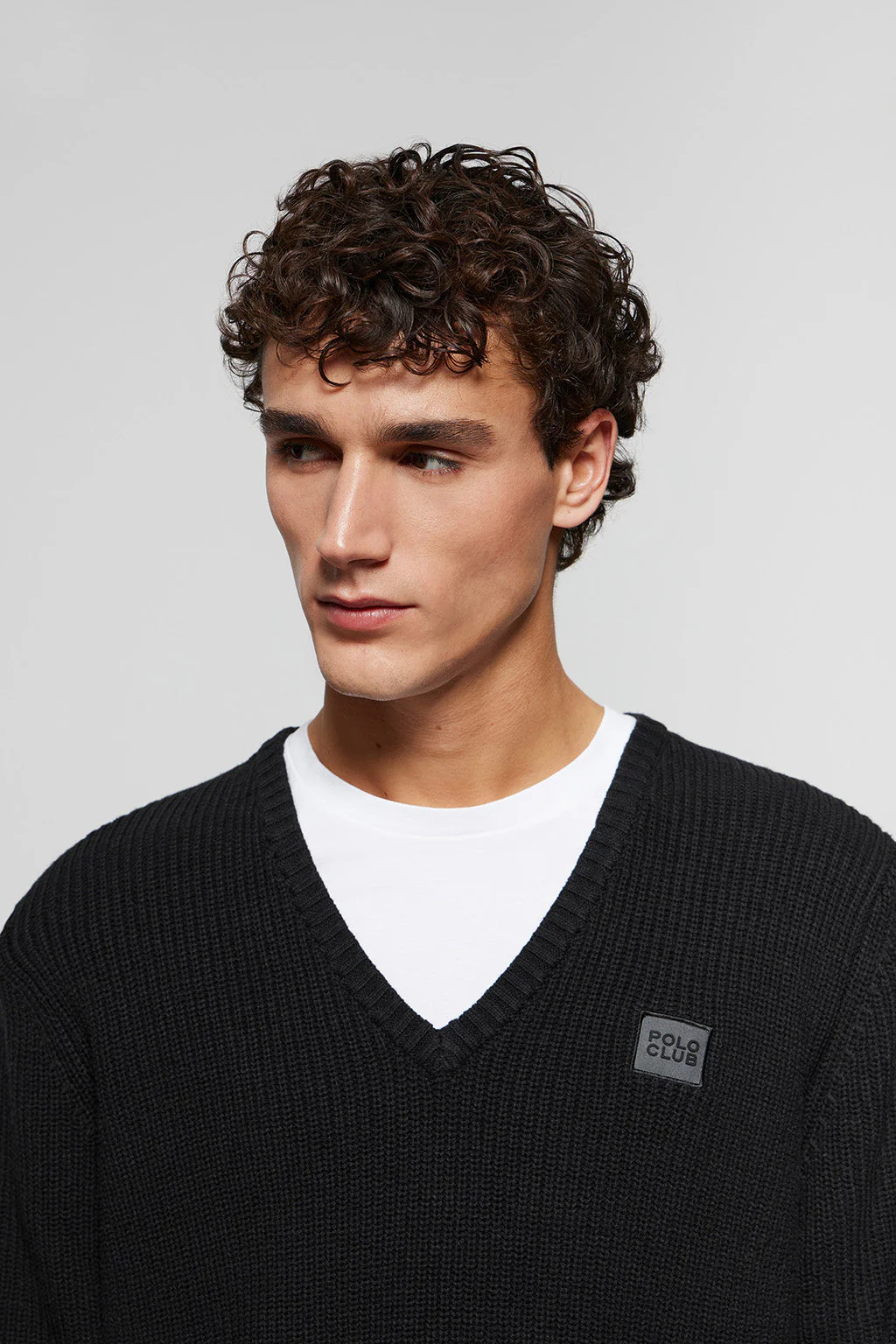 Jersey negro de punto en galga 9 con detalle Polo Club - Image 4