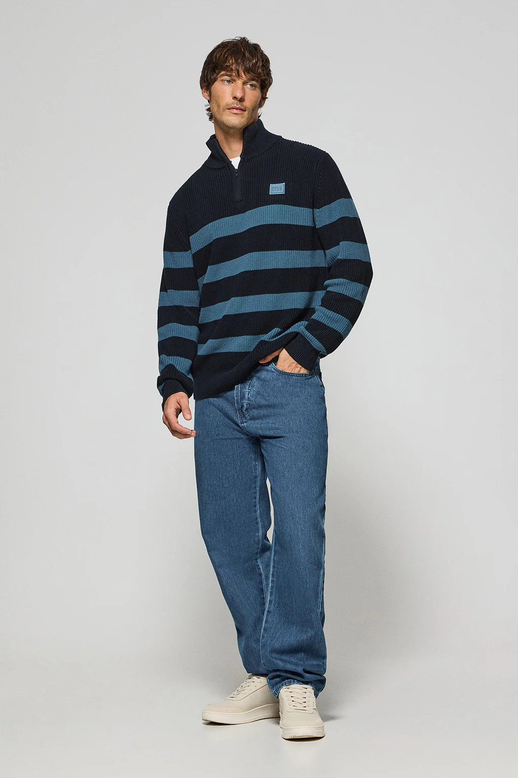 Jersey Julen azul y denim con rayas y logo Polo Club - Image 3