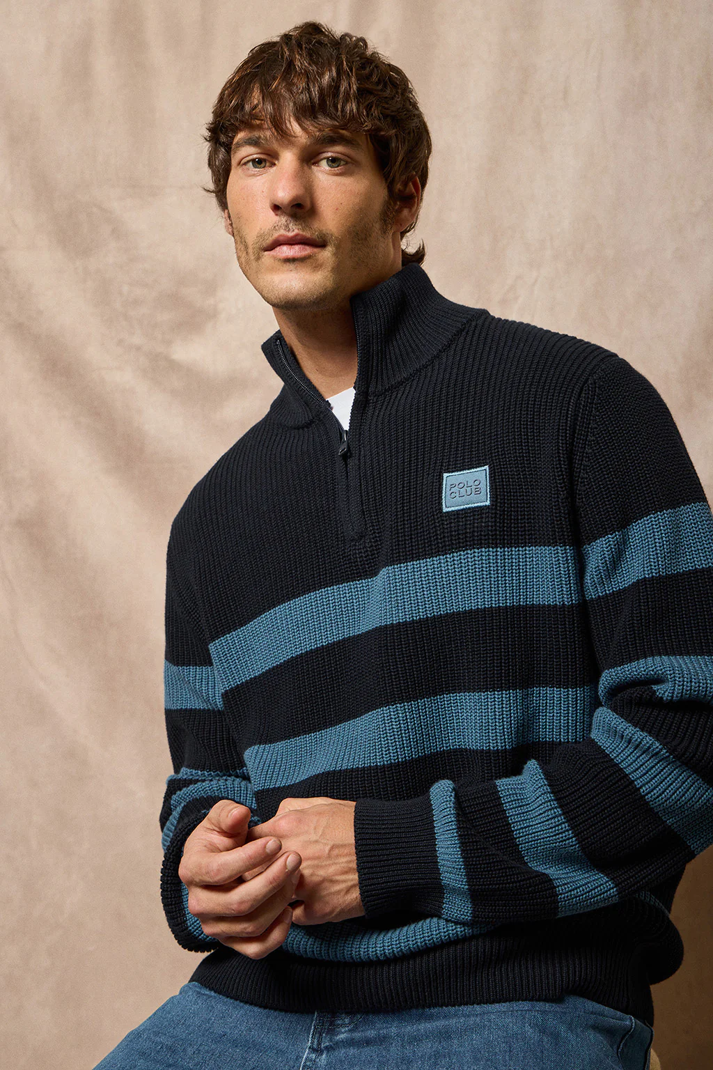 Jersey Julen azul y denim con rayas y logo Polo Club - Image 6