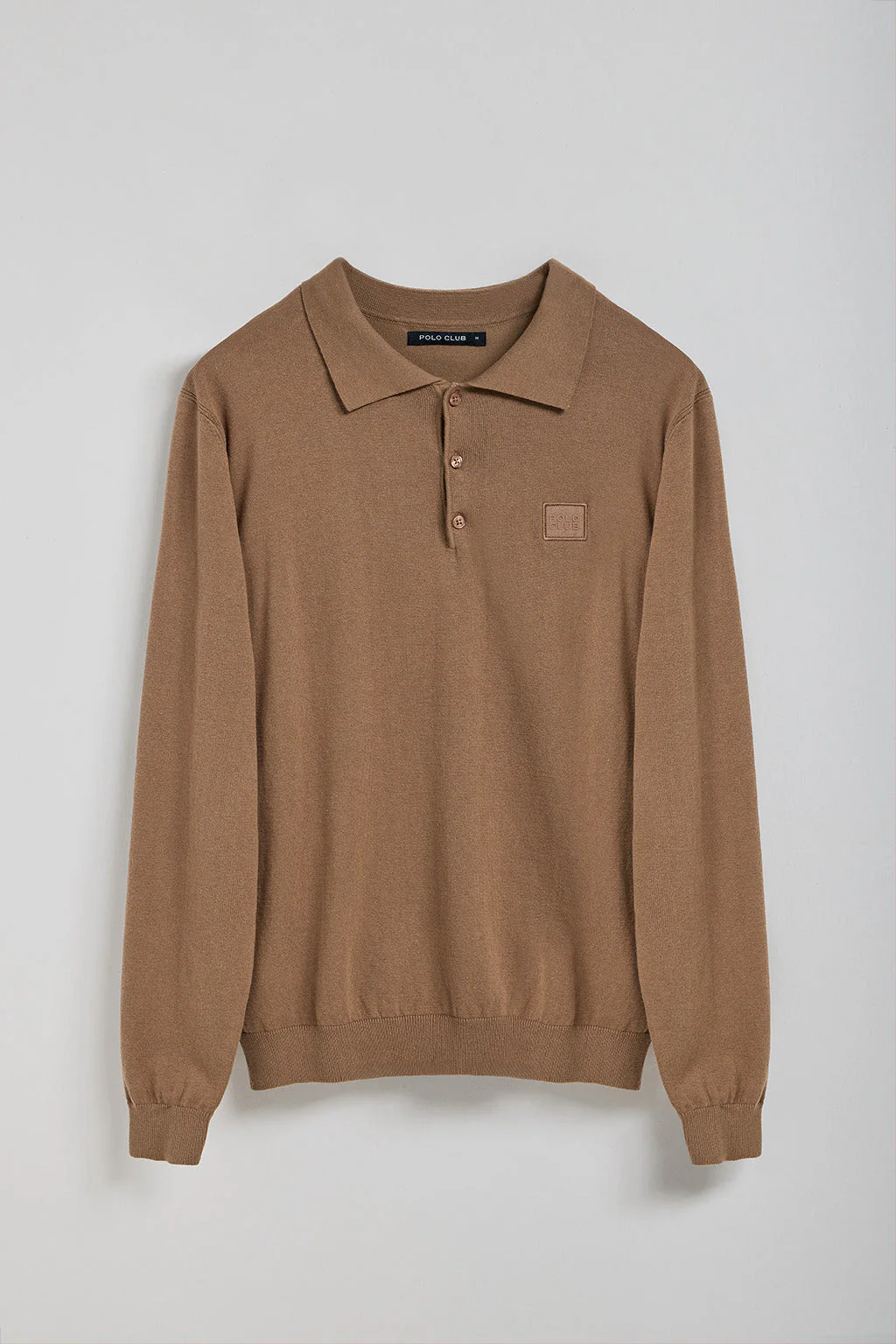 Jersey de punto Kaleo marrón de cuello polo y detalles Polo Club - Image 11
