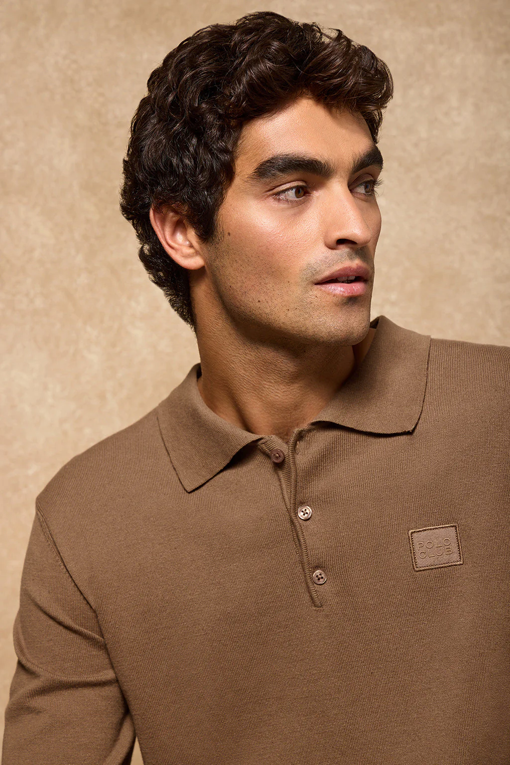 Jersey de punto Kaleo marrón de cuello polo y detalles Polo Club - Image 5