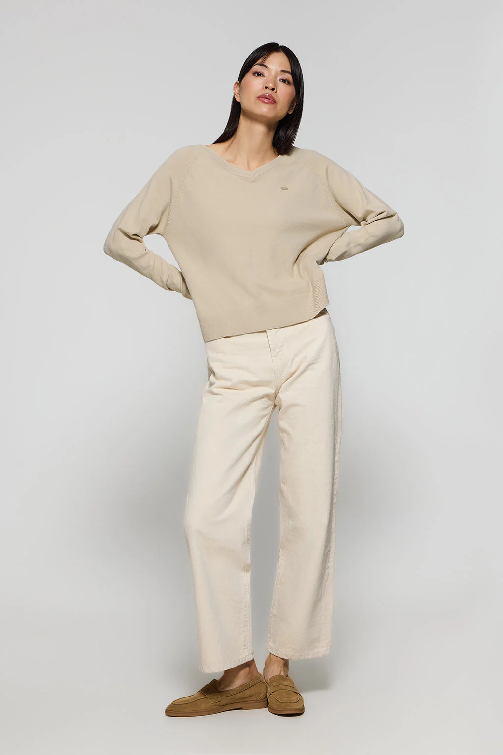 Jersey de punto Katniss beige con detalle de botón nacarado Polo Club - Image 4