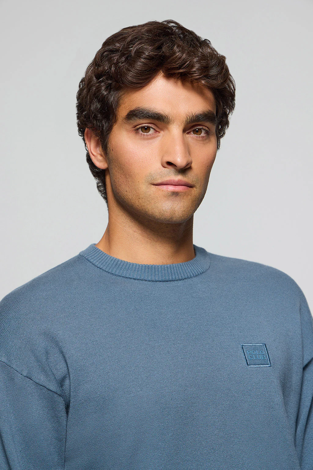 Jersey de punto Keith azul denim de cuello redondo y detalles Polo Club - Image 3