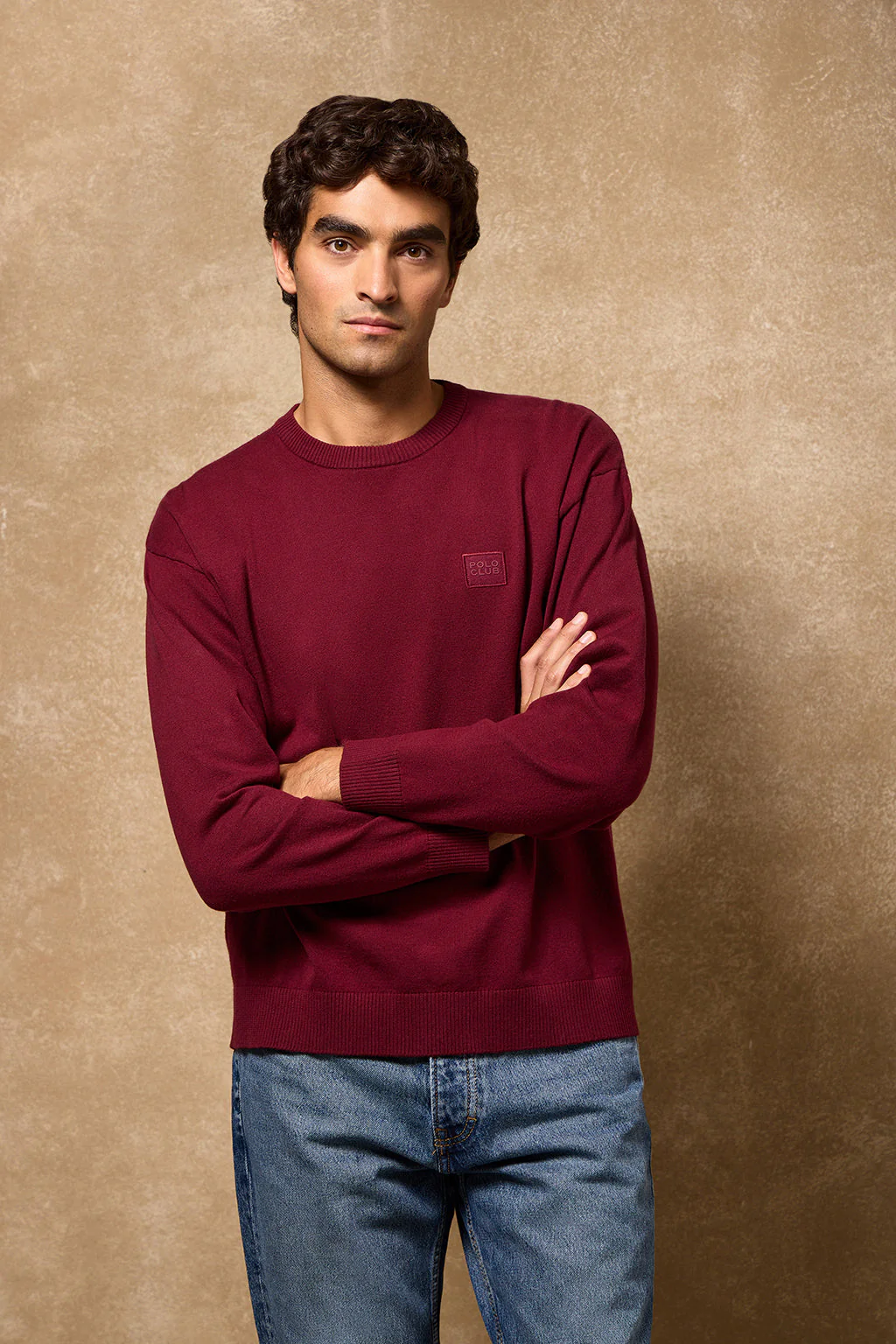 Jersey de punto Keith granate de cuello redondo y detalles Polo Club - Image 6