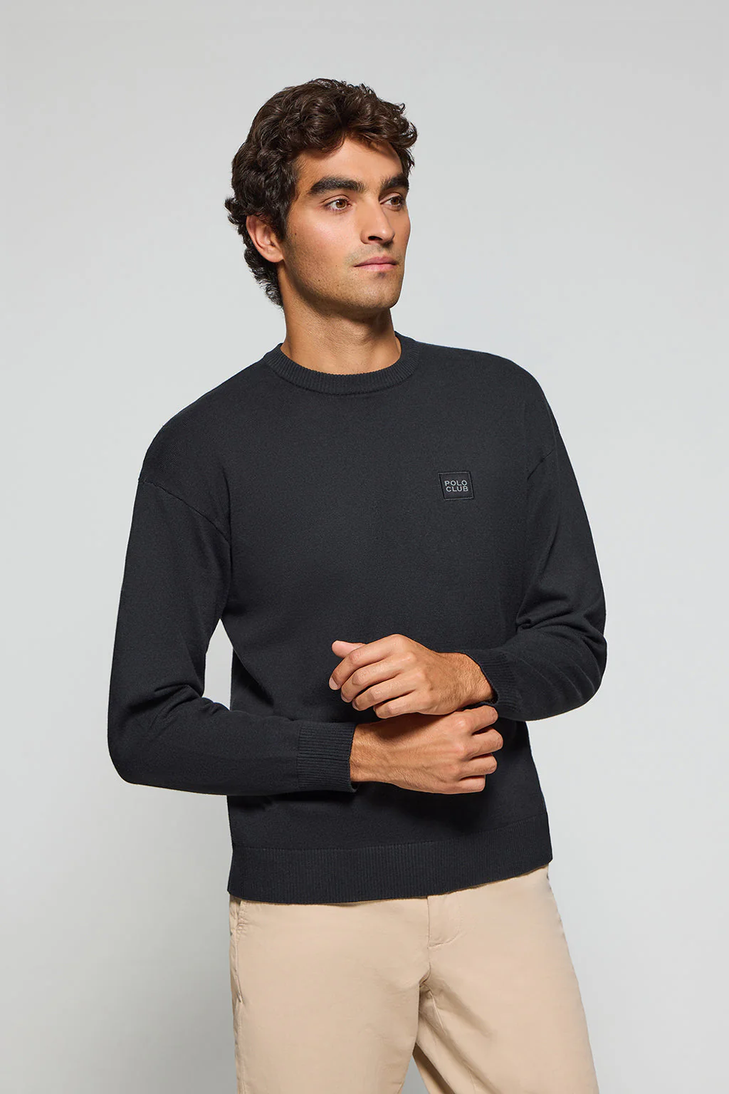 Jersey de punto Keith negro de cuello redondo y detalles Polo Club - Image 2