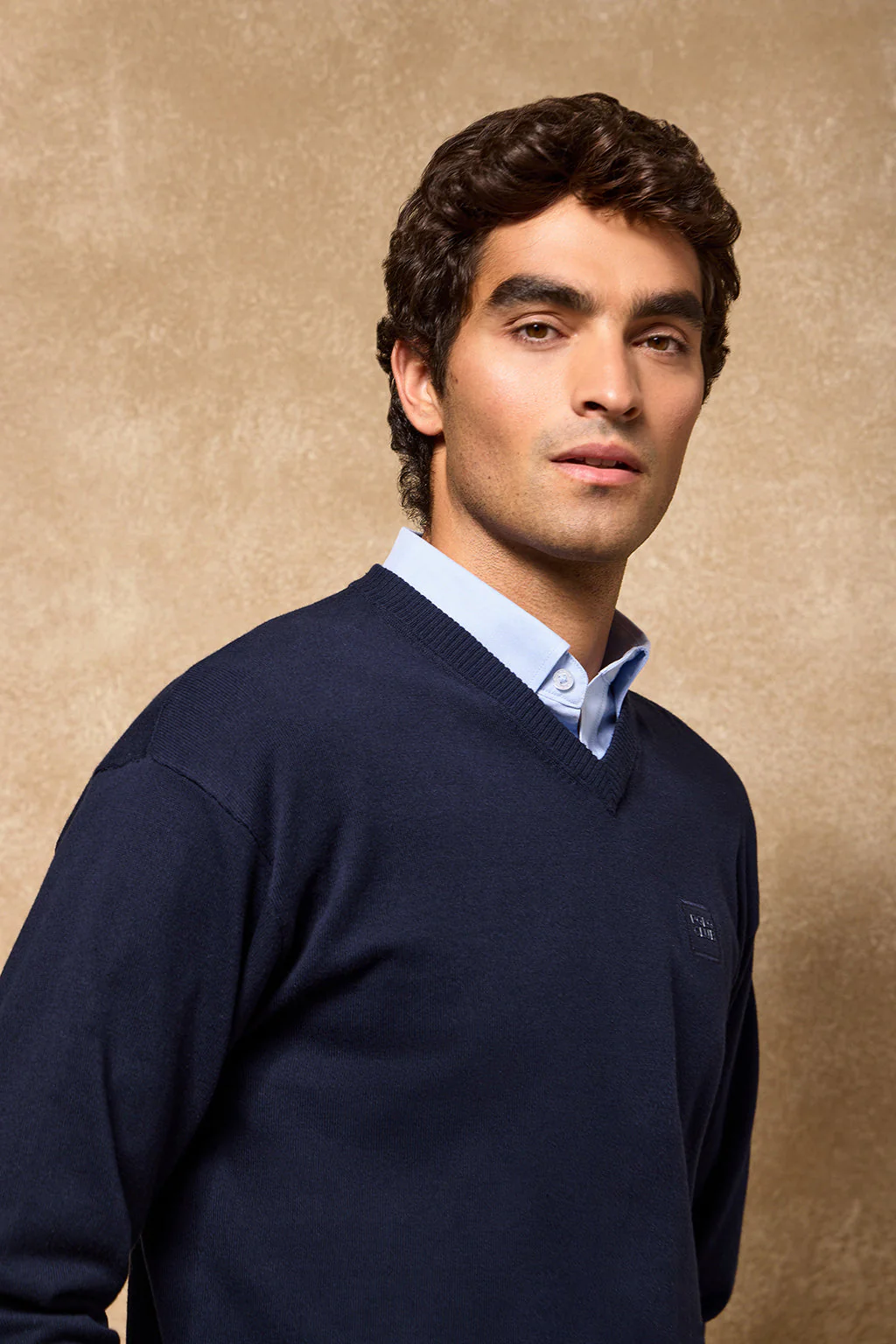 Jersey de punto Kendrick azul marino de cuello pico y detalles Polo Club - Image 6