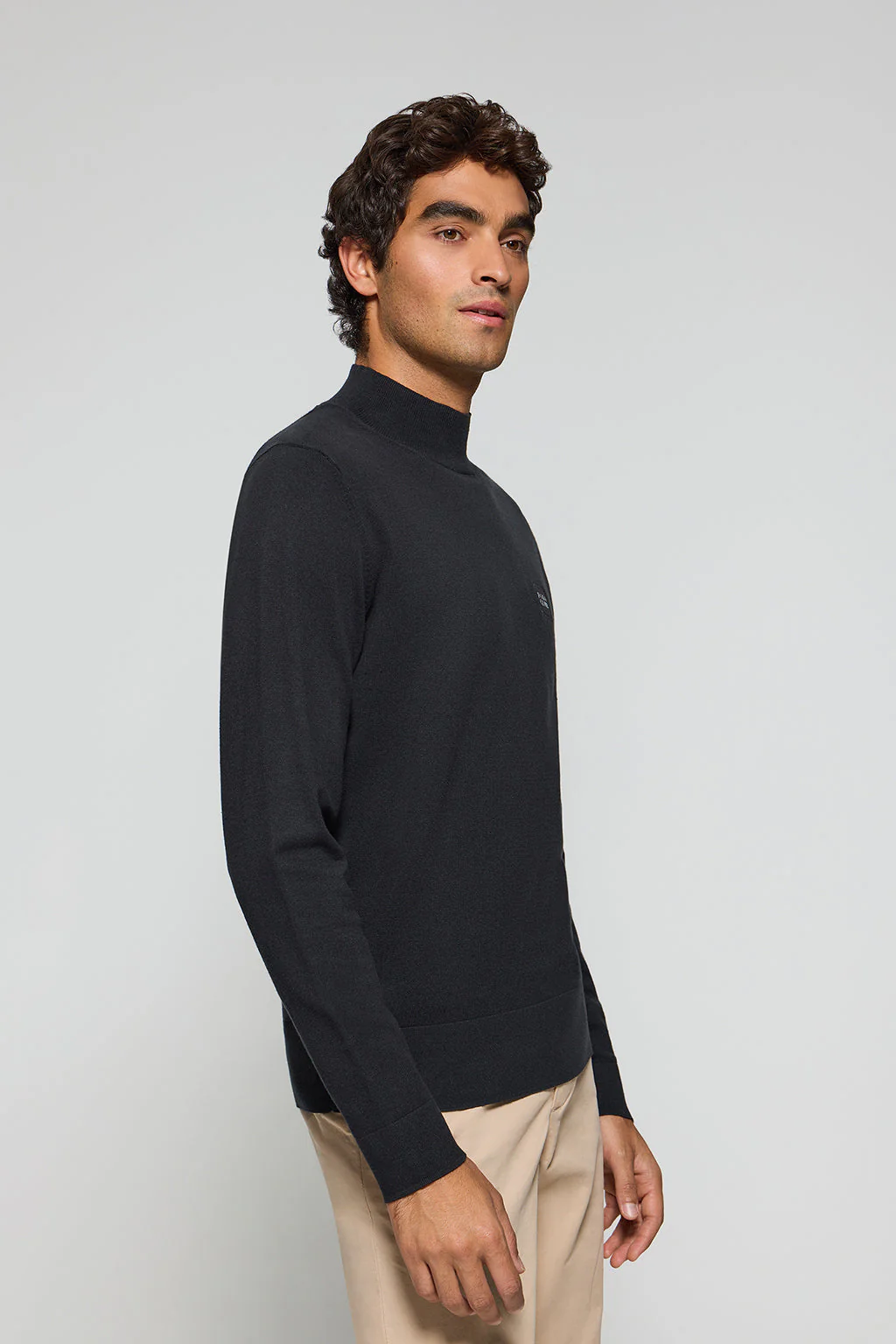 Jersey de punto Khan negro de cuello perkins y detalles Polo Club - Image 2