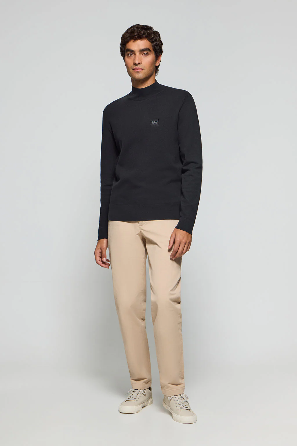 Jersey de punto Khan negro de cuello perkins y detalles Polo Club - Image 3