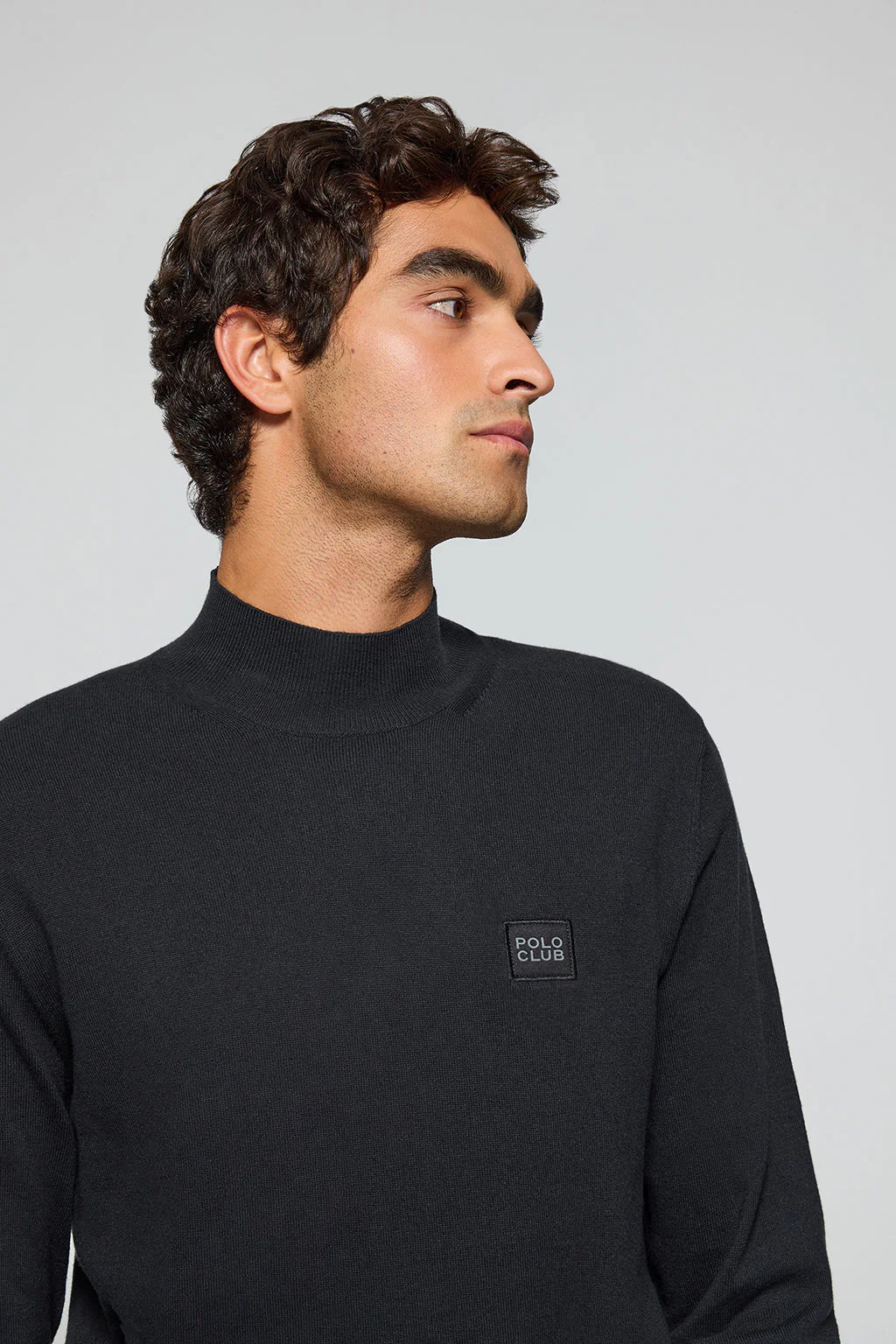 Jersey de punto Khan negro de cuello perkins y detalles Polo Club - Image 4