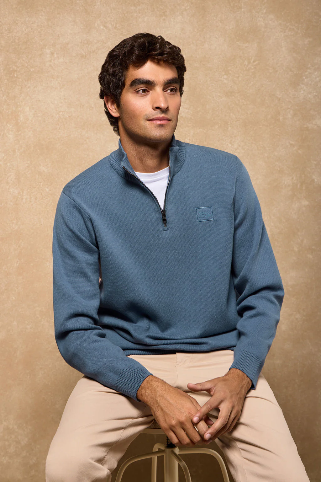 Jersey de punto Koda azul denim con cremallera y detalles Polo Club - Image 2