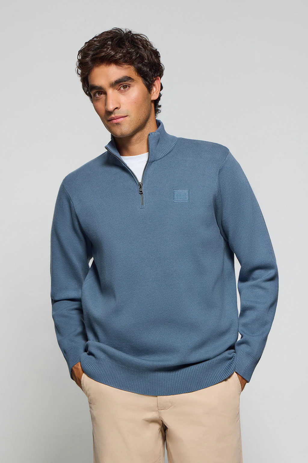 Jersey de punto Koda azul denim con cremallera y detalles Polo Club - Image 3