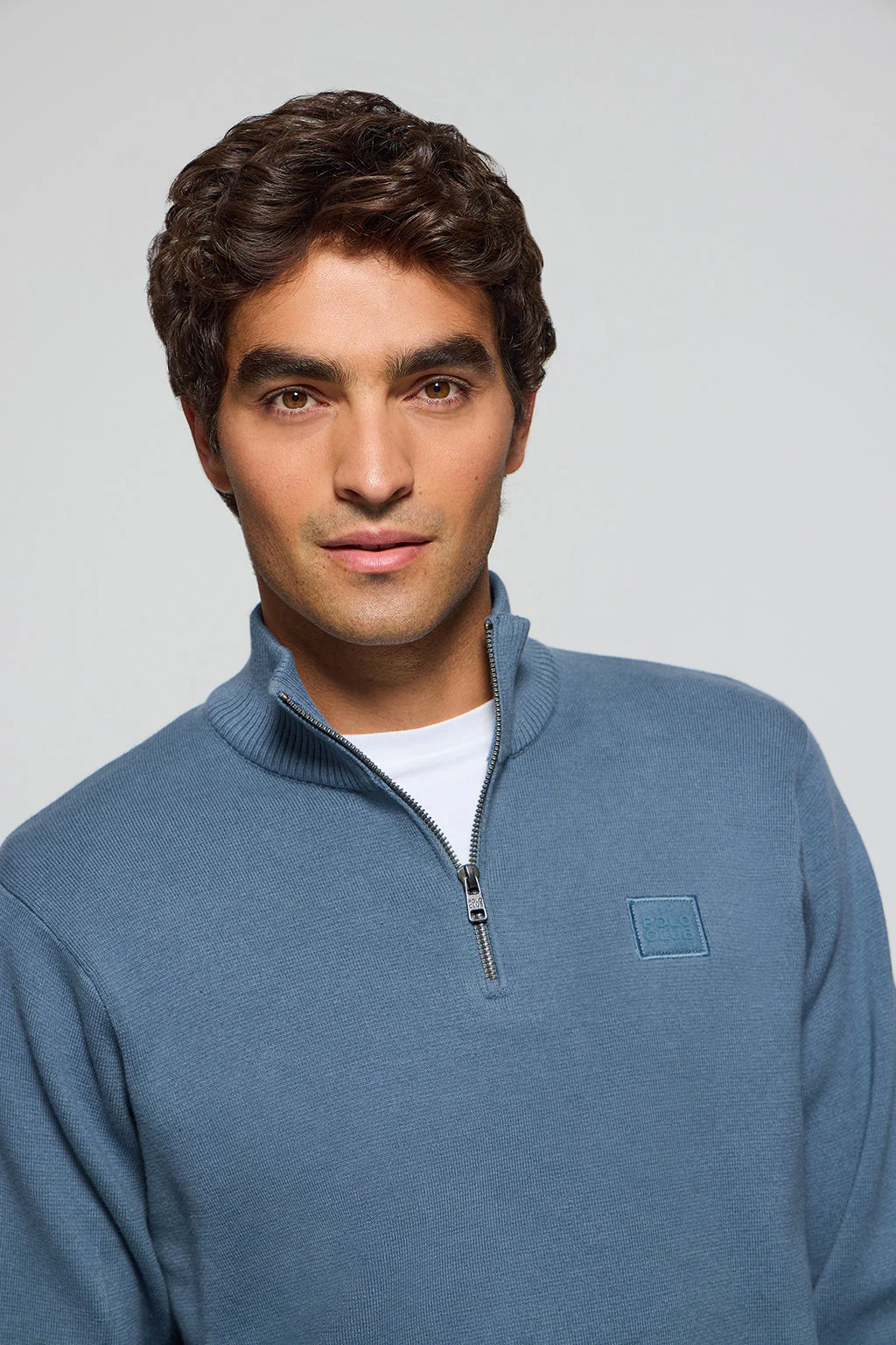 Jersey de punto Koda azul denim con cremallera y detalles Polo Club - Image 4