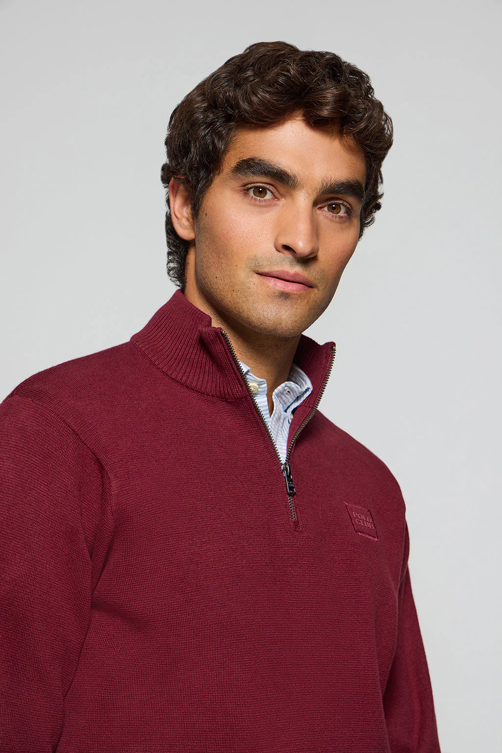 Jersey de punto Koda color granate con cremallera y detalles Polo Club - Image 2