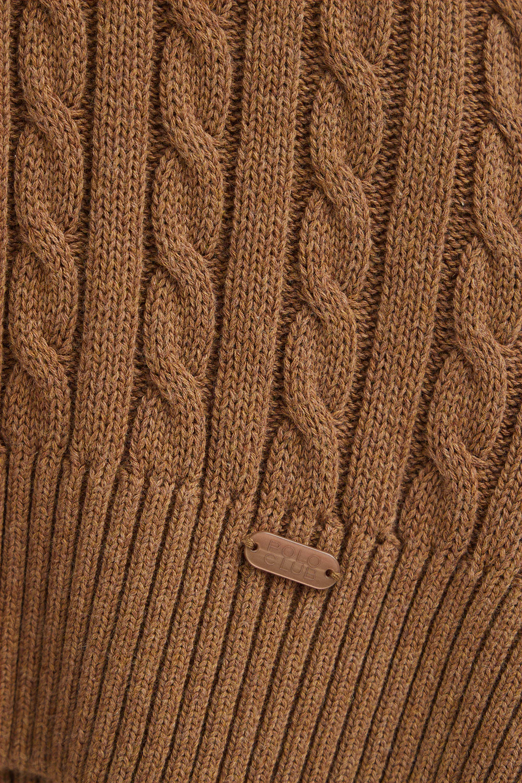 Jersey camel vigoré de punto trenzado y cuello polo - Image 7