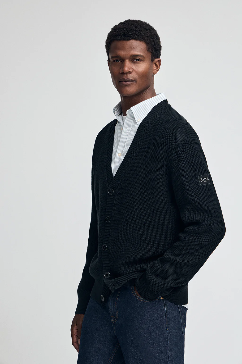 Cárdigan punto inglés negro con parche Polo Club - Image 2