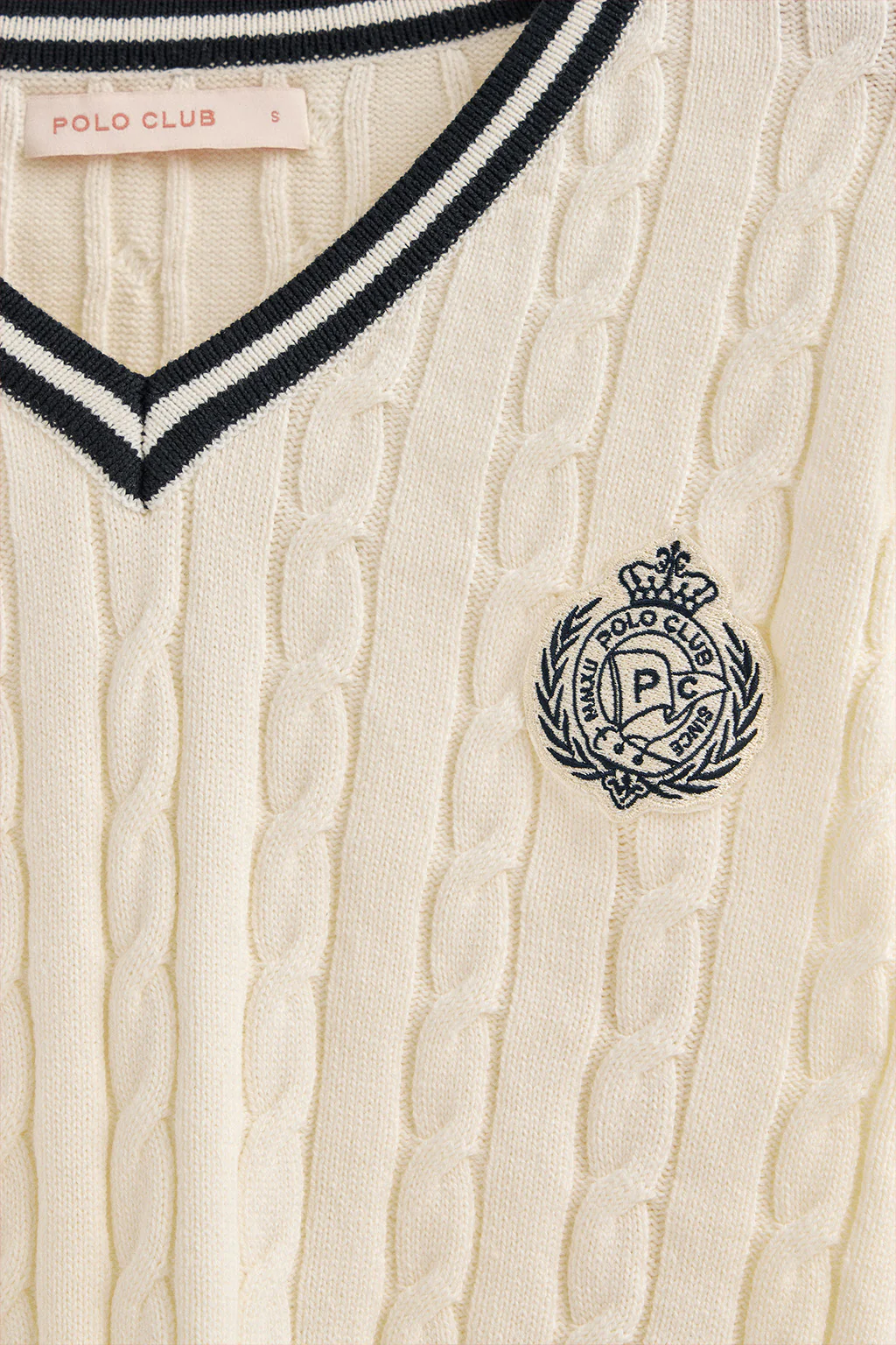 Jersey color crudo trenzado con cuello de pico y parche náutico Polo Club - Image 7