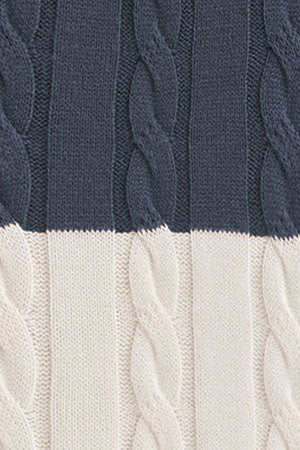 Jersey de rayas azul denim y crudo de punto trenzado en mezcla de lana con parche Polo Club - Image 10