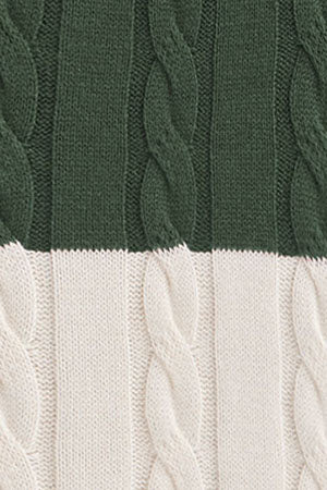 Jersey de rayas verde lodo y crudo de punto trenzado en mezcla de lana con parche Polo Club - Image 10