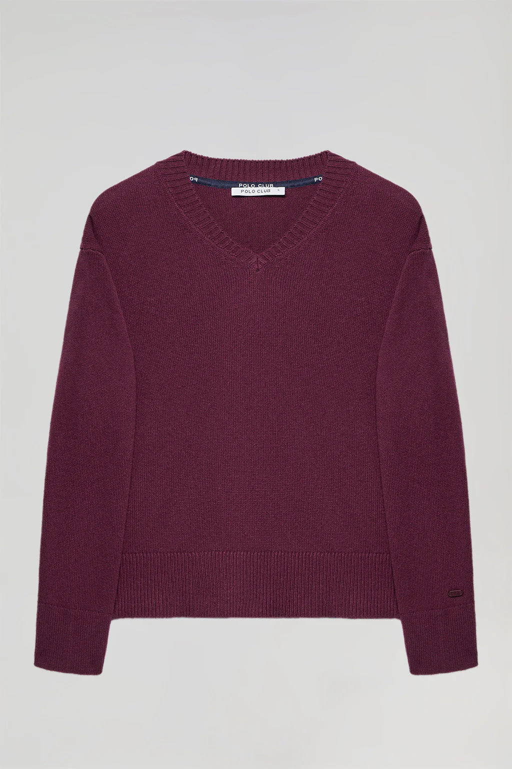 Jersey granate de punto y cuello en pico con detalle Polo Club - Image 2
