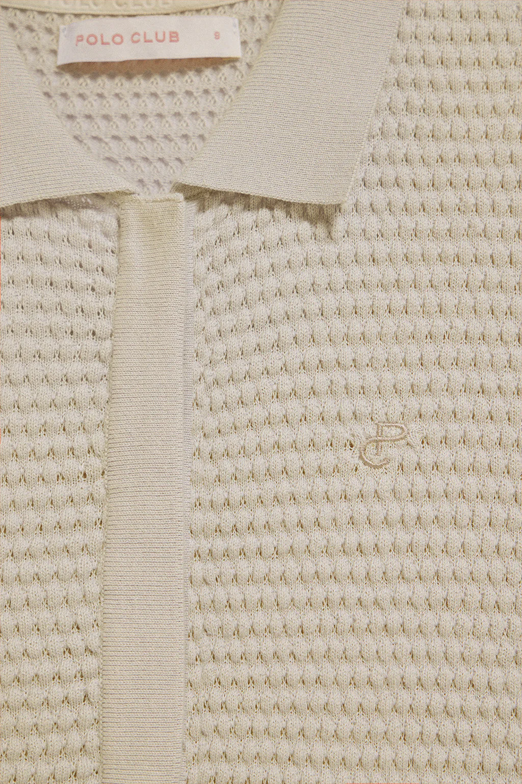 Jersey abotonado de punto beige Lirio con monograma bordado - Image 4