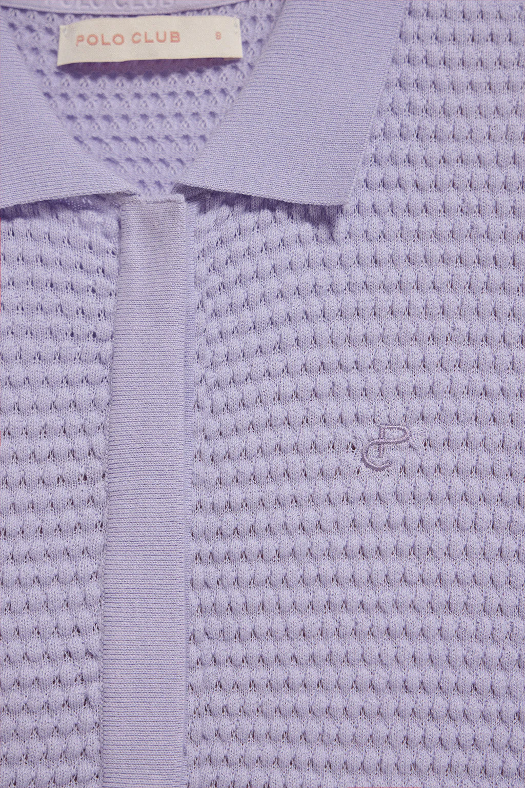 Jersey abotonado de punto color lavanda Lirio con monograma bordado - Image 7