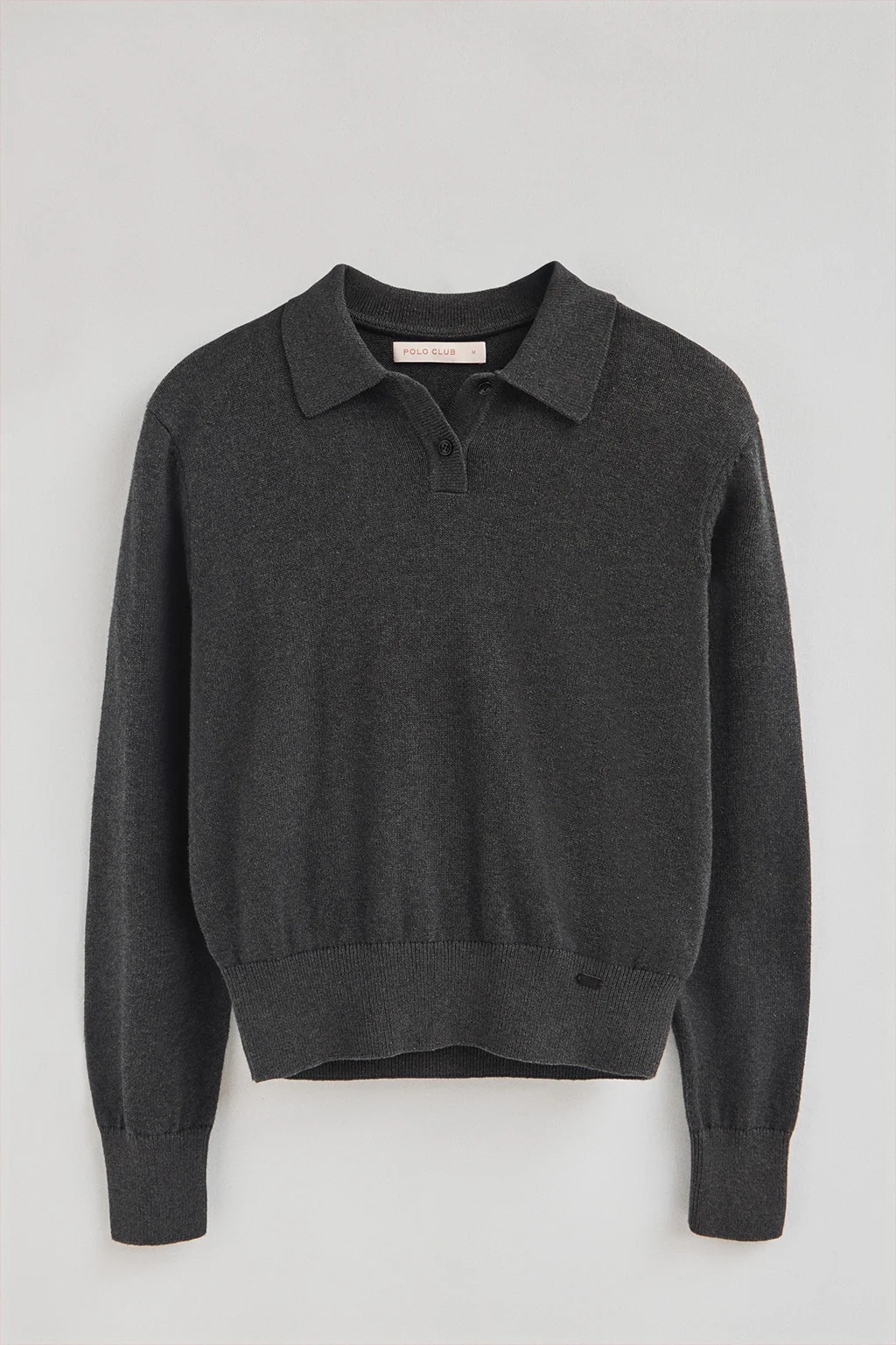 Jersey gris oscuro vigoré con cuello polo en mezcla de lana y botón nacarado Polo Club - Image 6