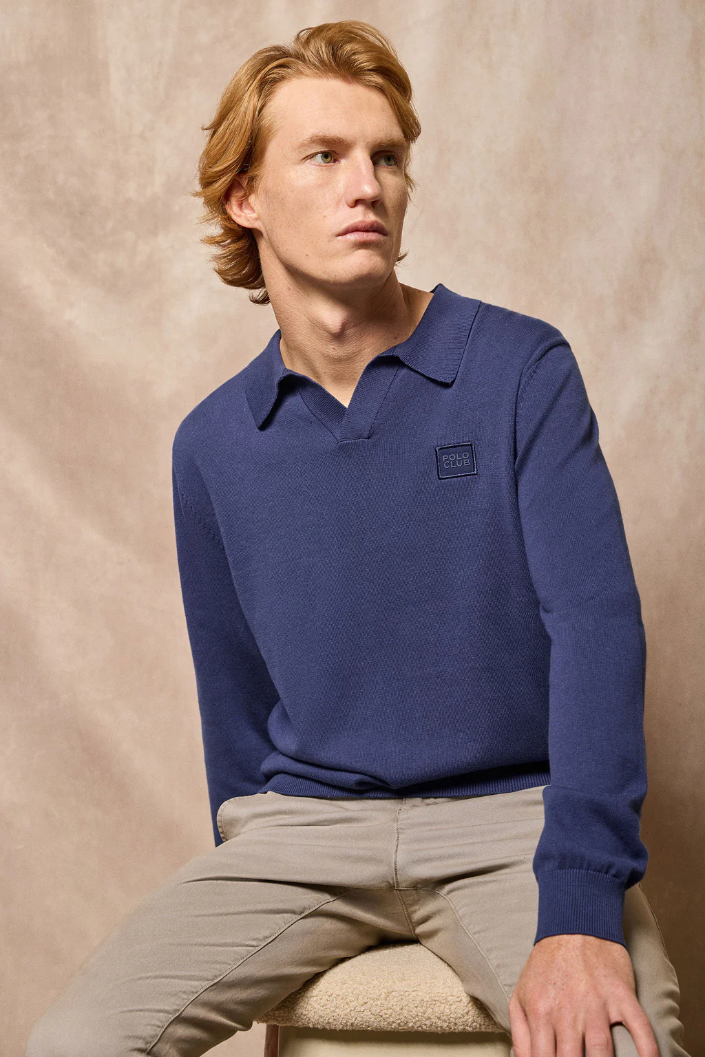 Jersey azul Martin de cuello polo y pico con detalle Polo Club - Image 2