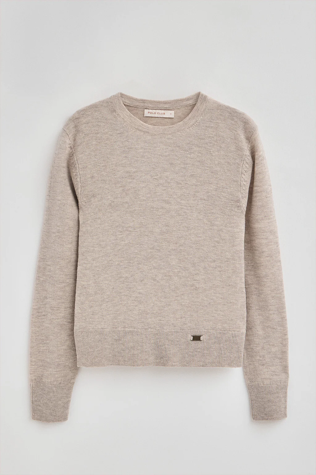 Jersey de lana merino beige vigoré con corte slim y cuello redondo - Image 6