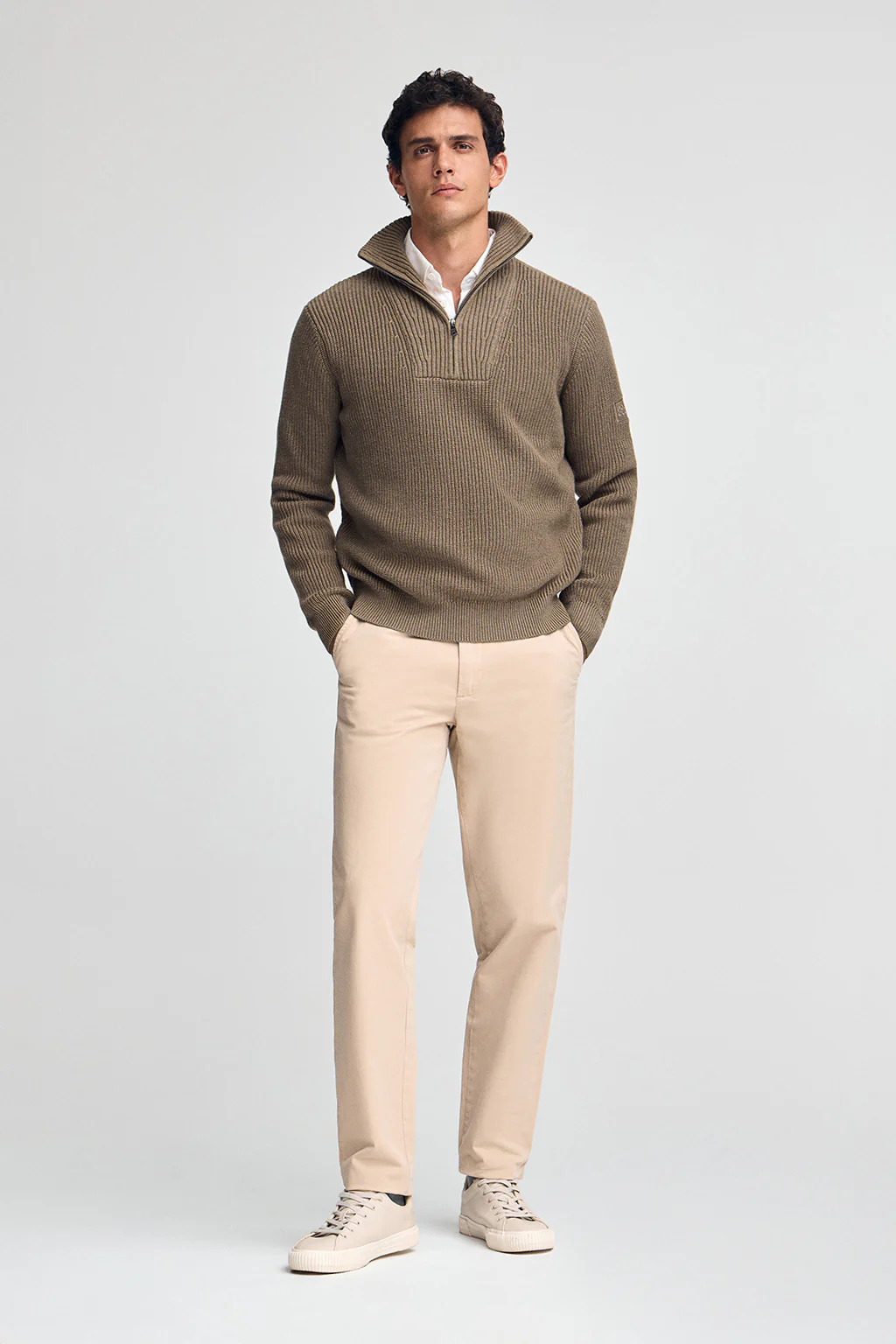 Jersey marrón oscuro vigoré de punto inglés con parche Polo Club - Image 4