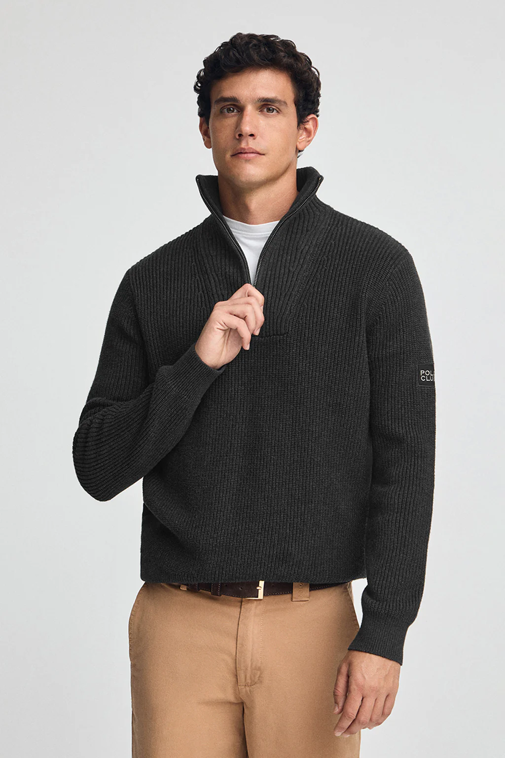 Jersey negro de punto inglés con parche Polo Club