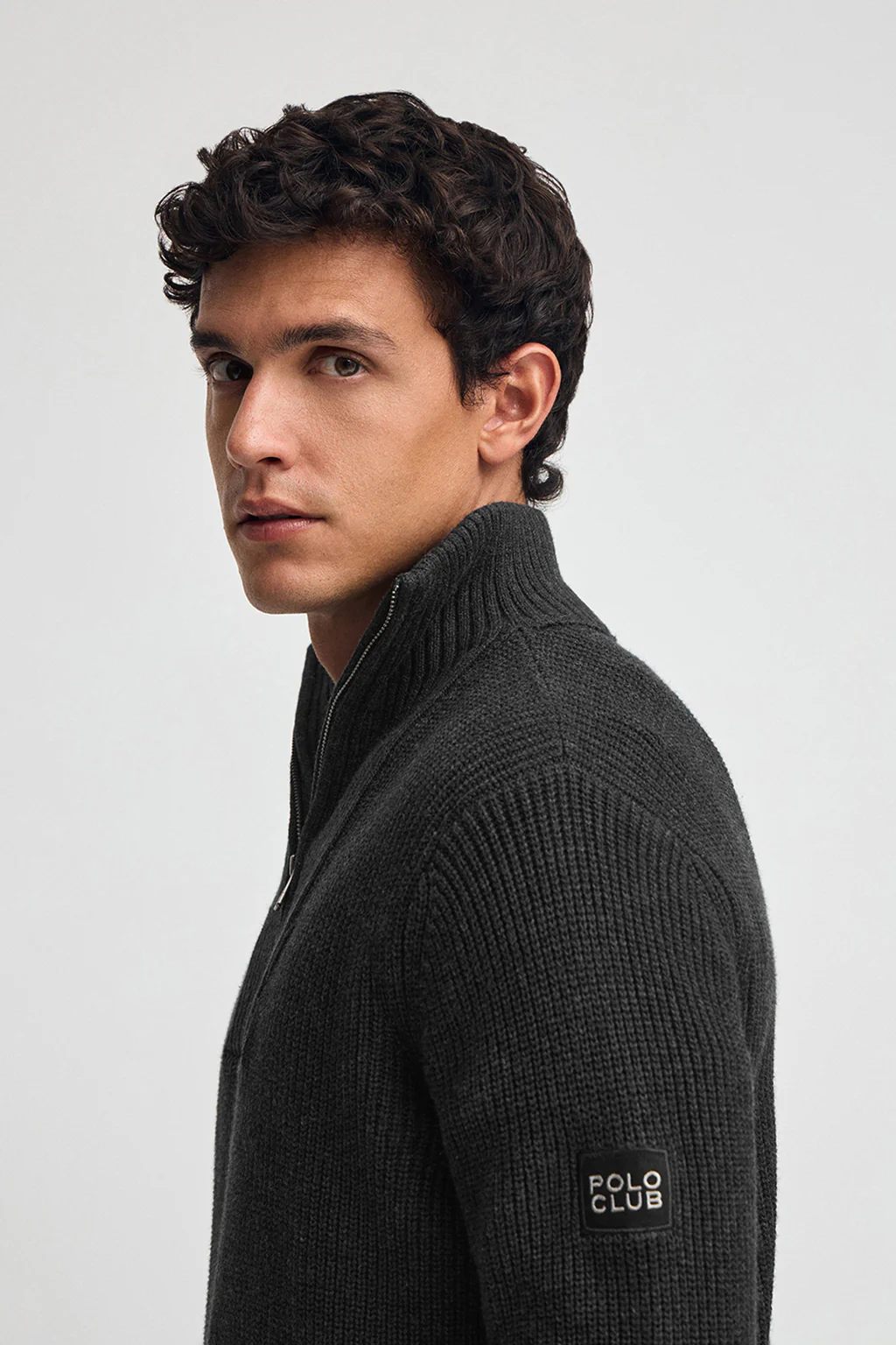 Jersey negro de punto inglés con parche Polo Club - Image 2