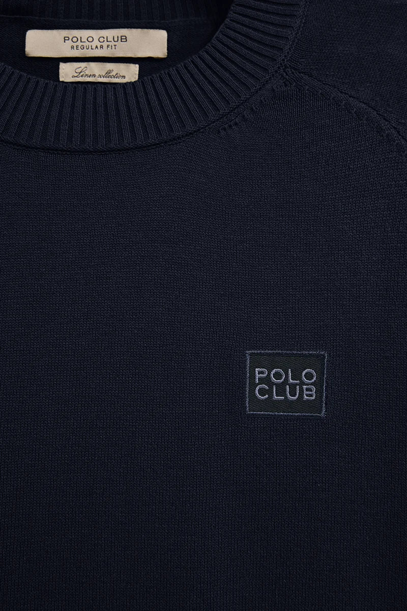 Jersey cotolino azul marino de manga ranglan y logo Polo Club - Image 7
