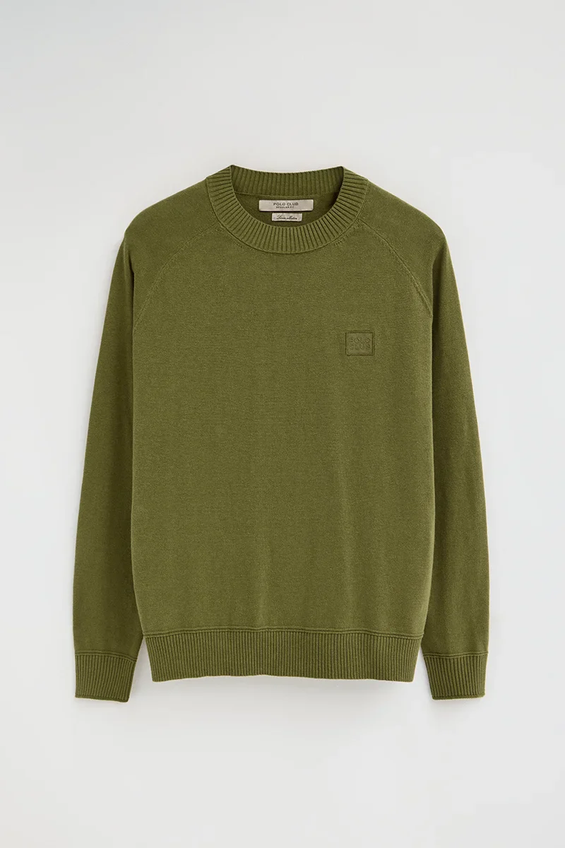 Jersey cotolino verde musgo de manga ranglan y logo Polo Club - Image 6