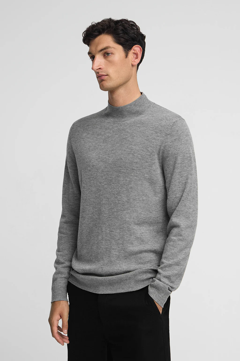 Jersey gris vigoré de lana merino con cuello perkins - Image 3