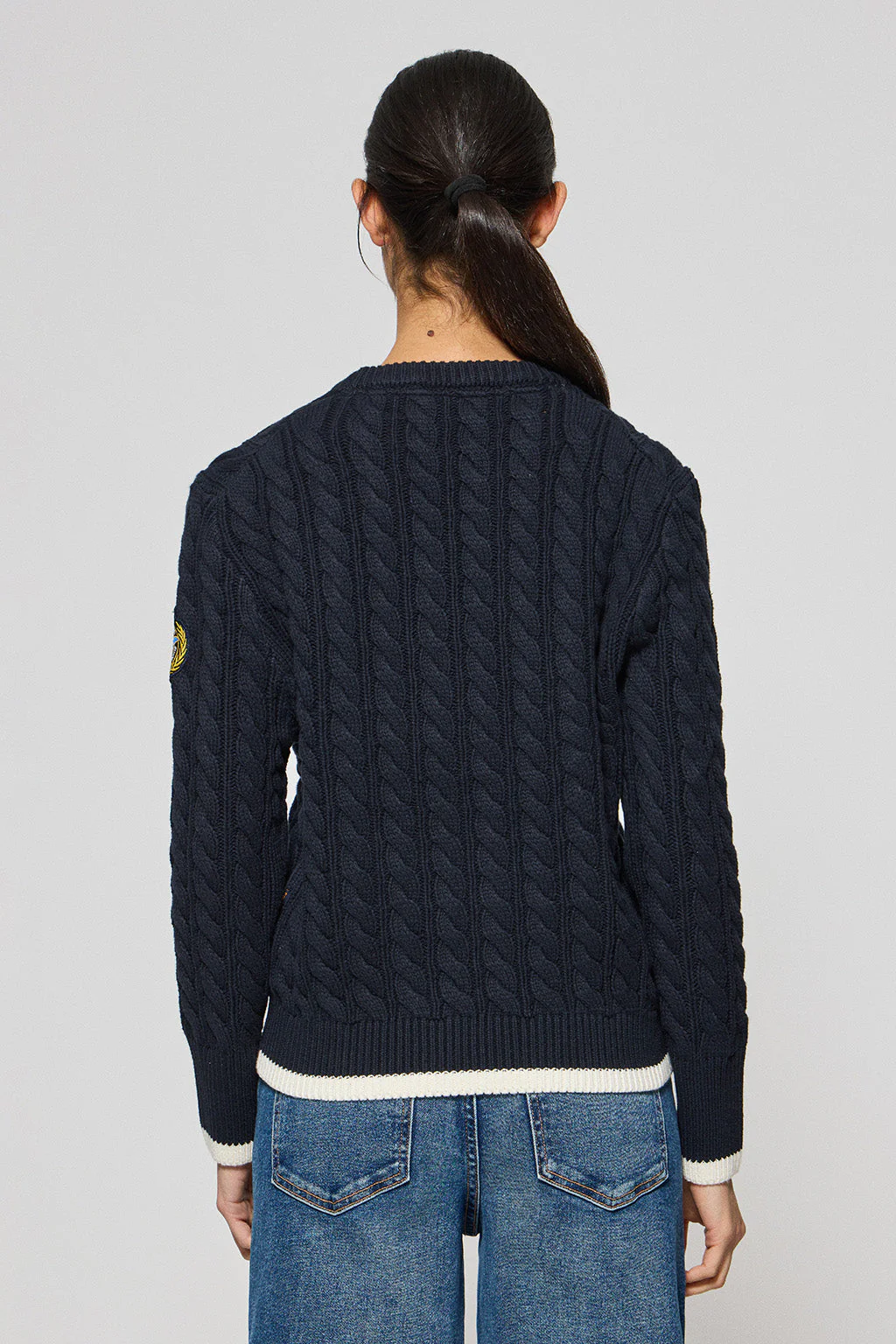 Jersey trenzado azul marino con parche Nautic - Image 6