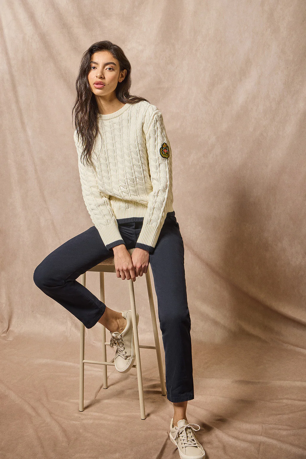 Jersey trenzado beige con parche Nautic - Image 8