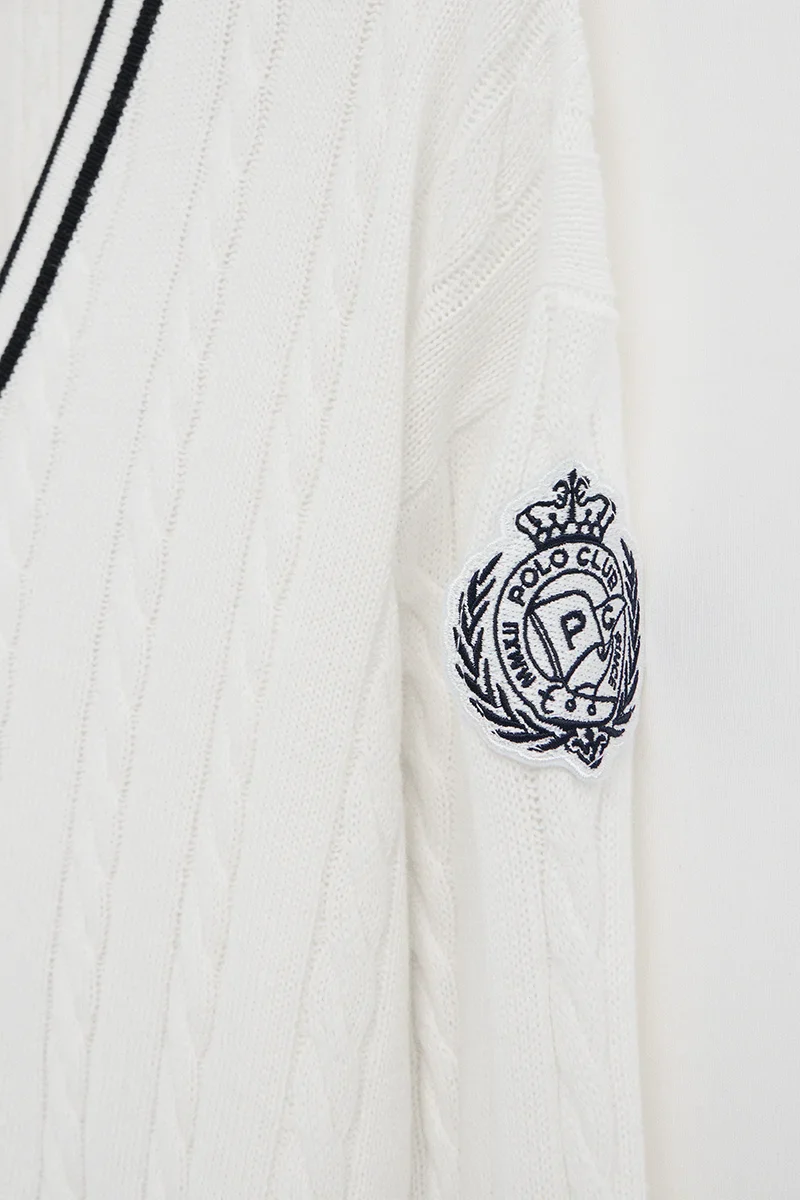 Cárdigan color crudo trenzado con logo náutico Polo Club - Image 7