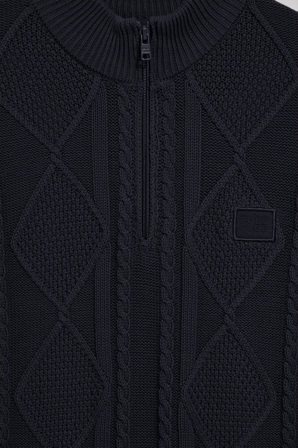 Jersey trenzado Nil azul marino con cremallera y detalle Polo Club - Image 8