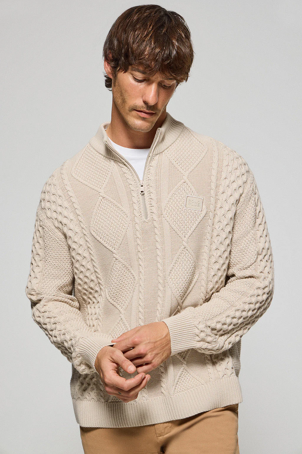 Jersey trenzado Nil beige con cremallera y detalle Polo Club - Image 2