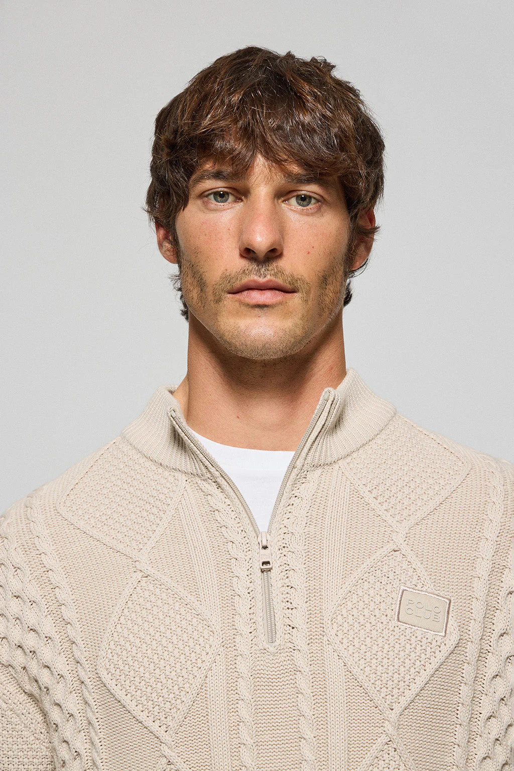 Jersey trenzado Nil beige con cremallera y detalle Polo Club - Image 3