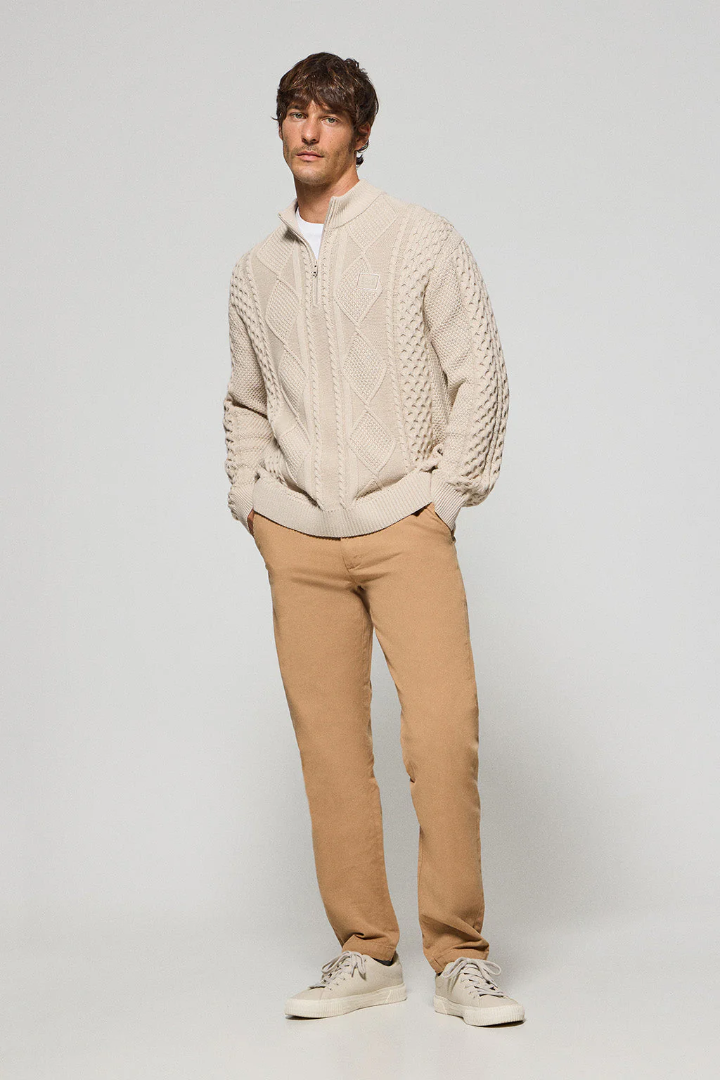 Jersey trenzado Nil beige con cremallera y detalle Polo Club - Image 4