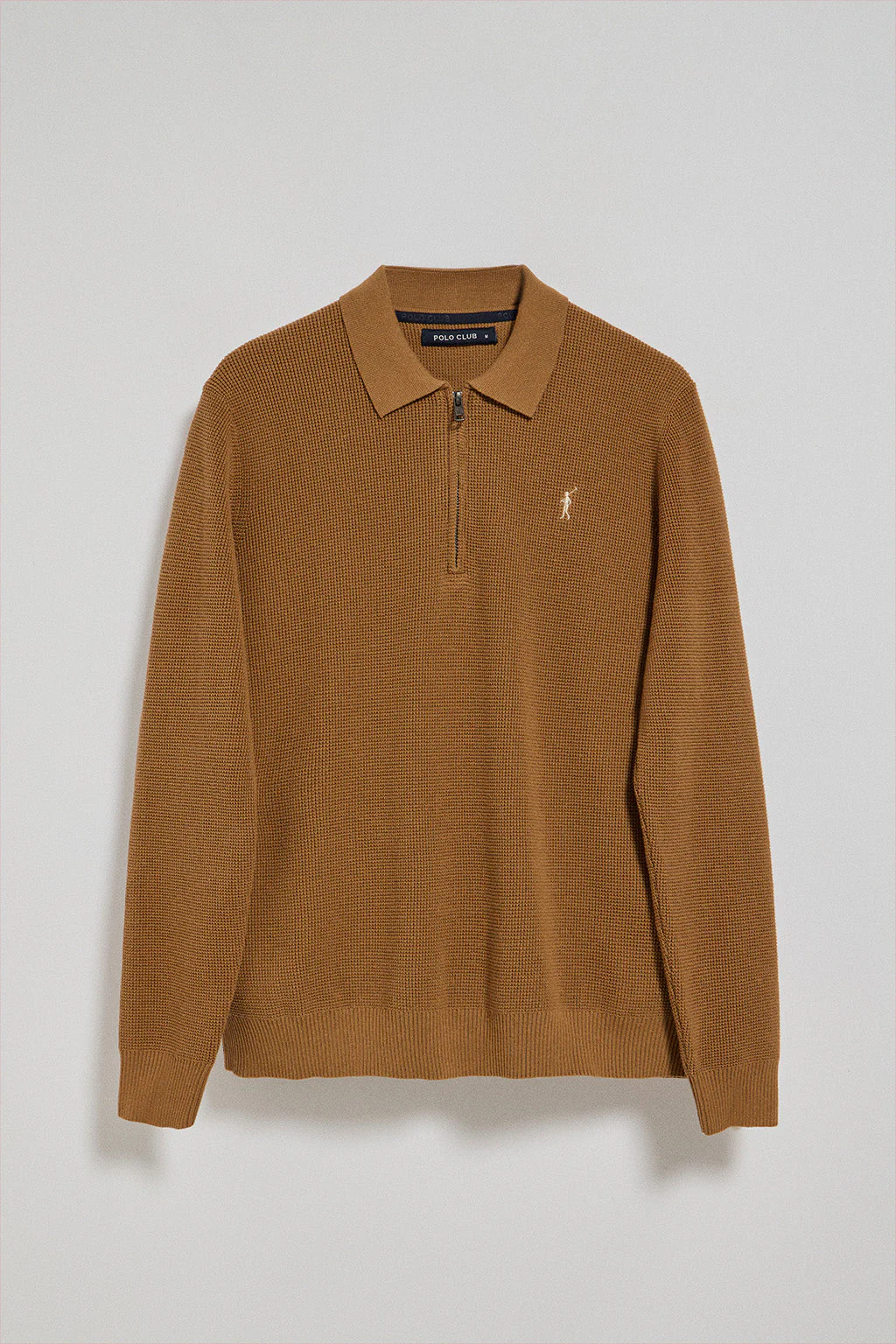 Jersey Pol color camel con cuello de polo y cremallera y detalle Rigby Go - Image 6