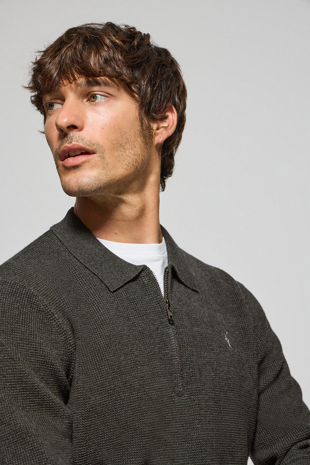 Jersey Pol gris oscuro vigoré con cuello de polo y cremallera y detalle Rigby Go - Image 2